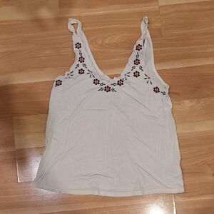 American Eagle Outfitters Cream Floral Tank Top